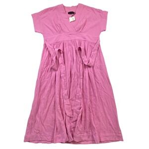 HATCH Maternity Maxi Dress Pink Short Sleeve Tie Waist Gauzy Cotton Size 3